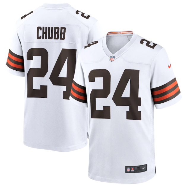 mens nike nick chubb white cleveland browns game jersey